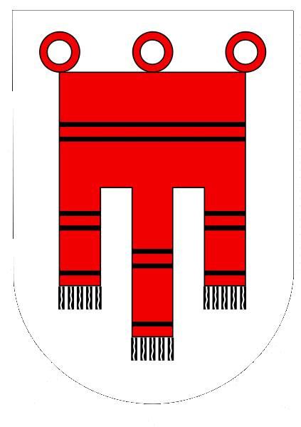 Das Wappen der Montforter orientiert sich am Wappen der Pfalzgrafen von Tübingen und zeigt eine rote Kirchenfahne mit drei Hängeln und drei Ringen auf silbernem Grund. 