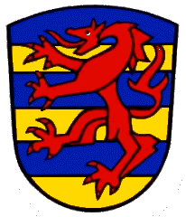 Das Wappen der Stadt Marxheim führten früher die Grafen von Lechsgemuend.